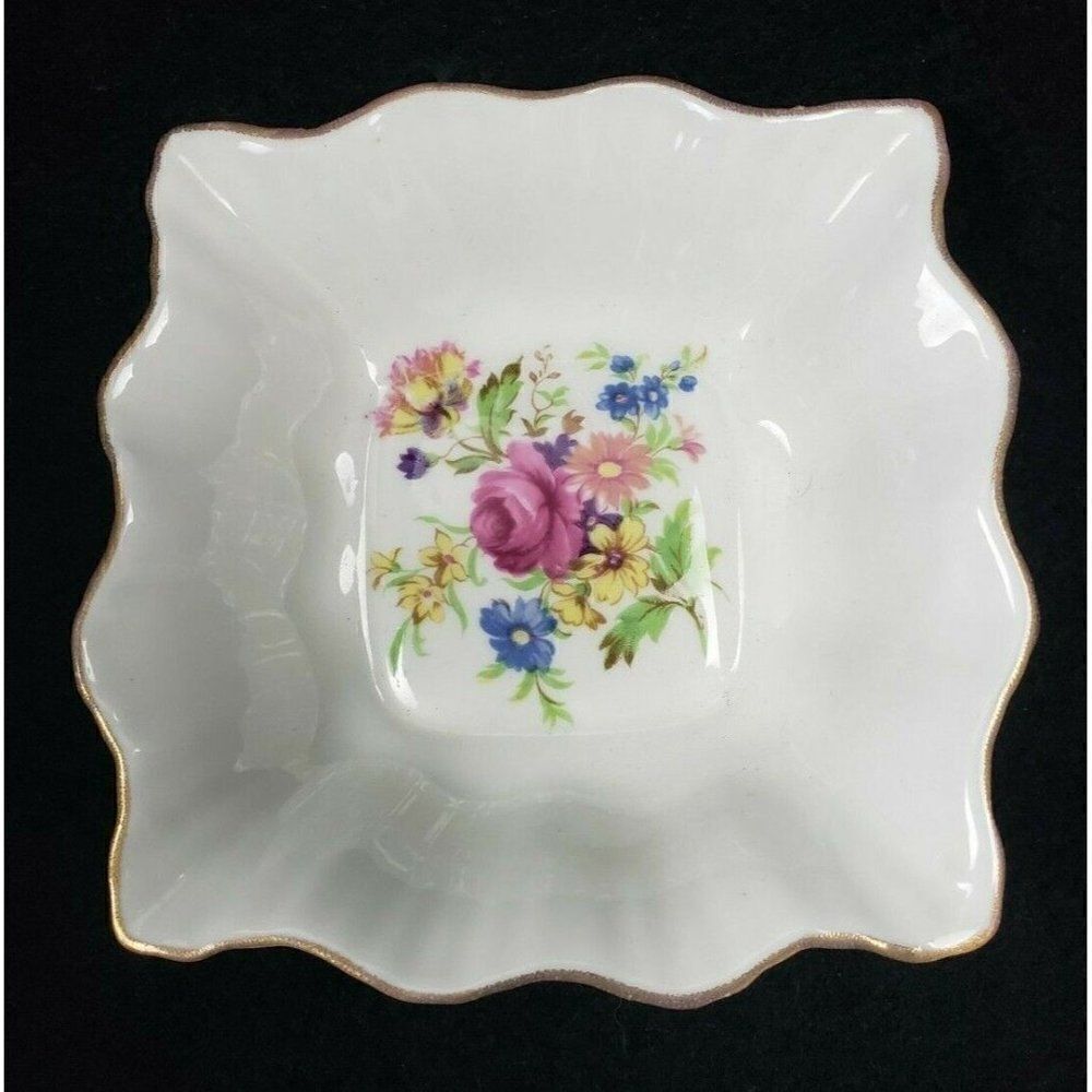 Vintage Rosina England Bone China 4" Serving Dish Trinket Tray Floral Rose 3155